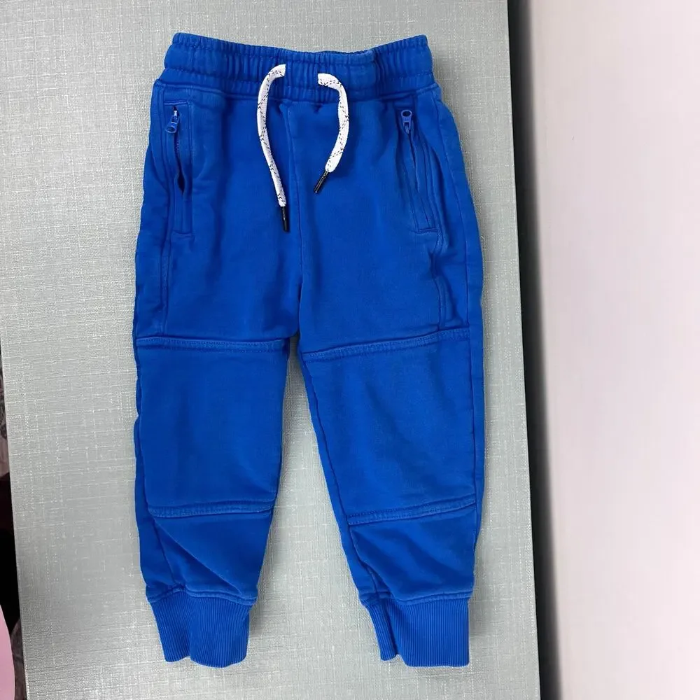 Hanna Andersson Slim Fit French Terry Double Knee Sweatpants Blue 90 cm 3T